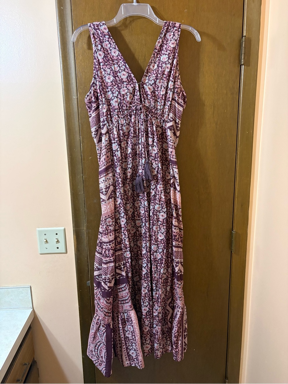 Natural Life Purple Floral Sleeveless Midi Dress